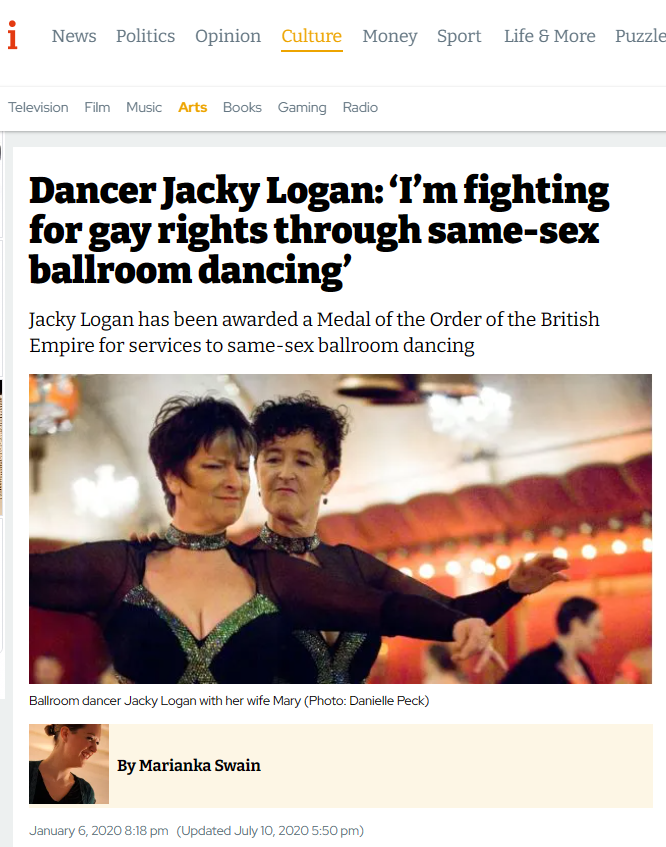 British Empire Medal for services to Same-sex Ballroom Dancing